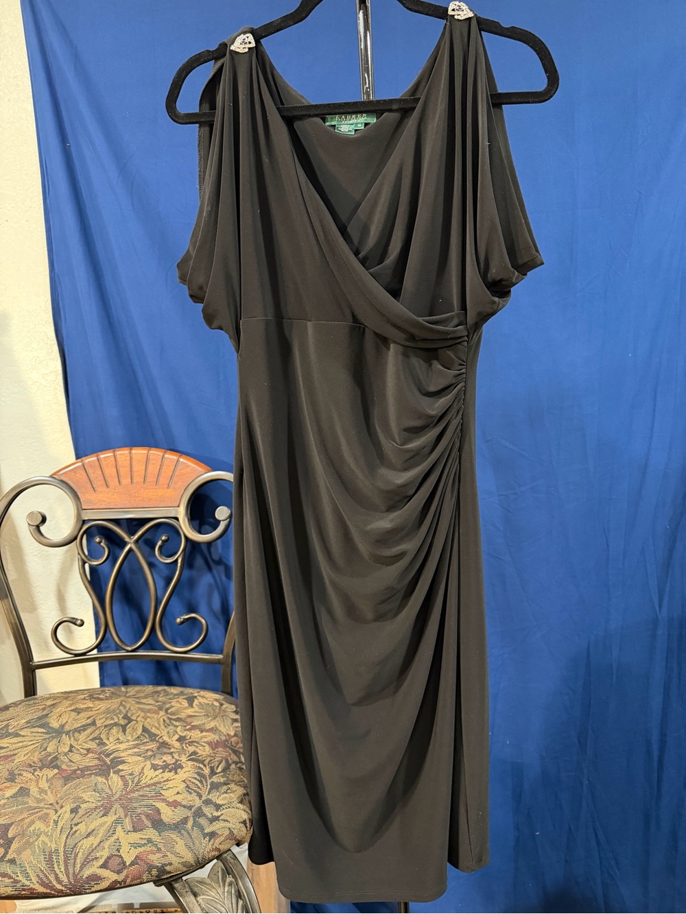 RALPH LAUREN - Elegant Black Draped Women’s Dress